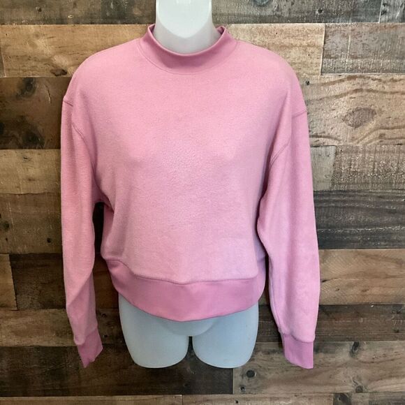 Abound Sweatshirt Cropped High Neck Super Soft Pink Mauve Long Sleeves Small - Picture 9 of 9